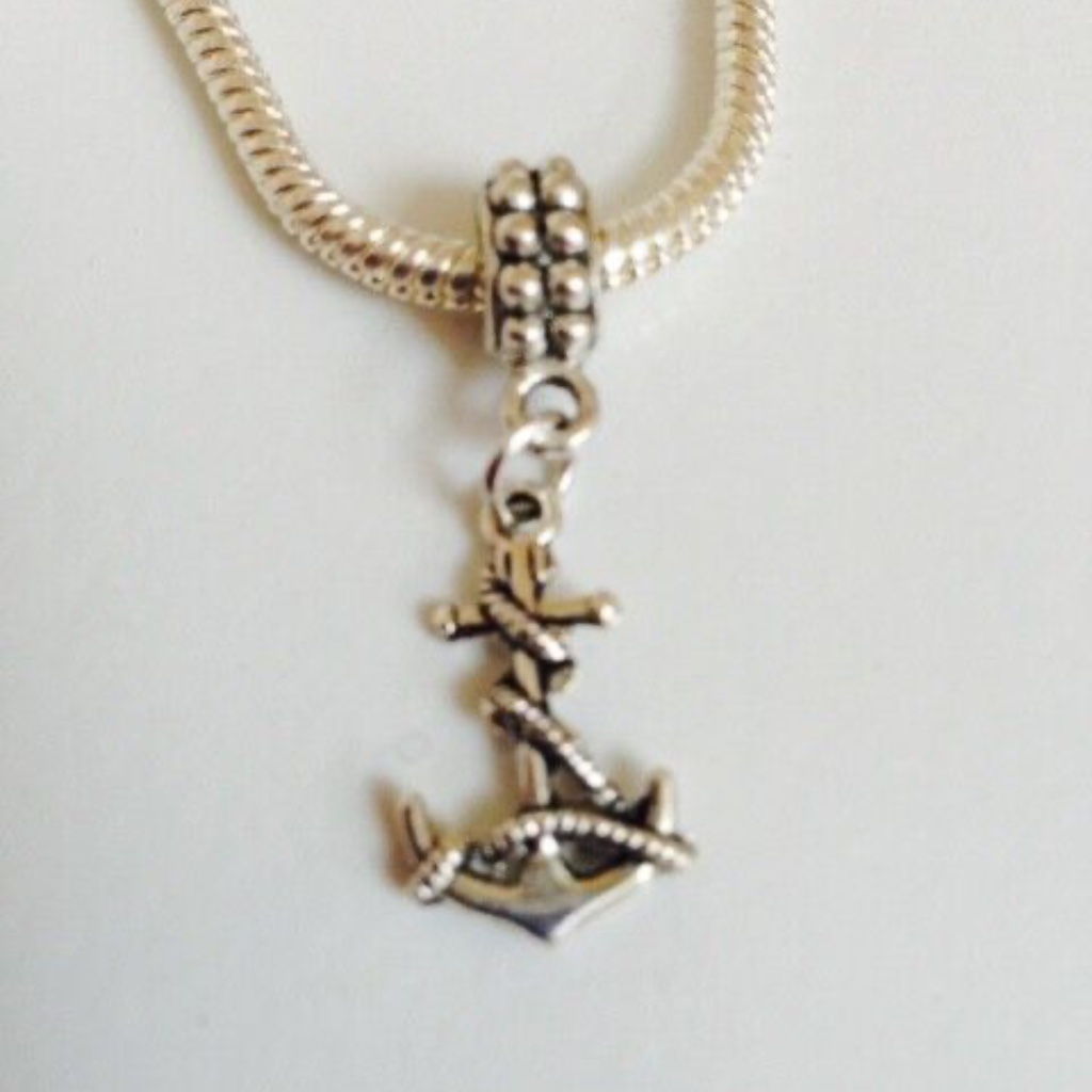 “Anchor” Silver Plated Dangling Charm Bead For European Style Charm Bracelets